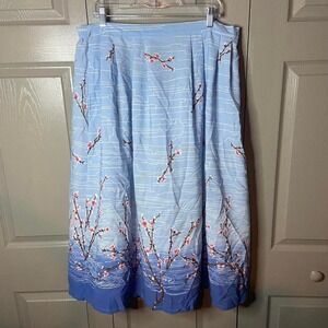 y2k Blue Floral Midi Skirt Size XL